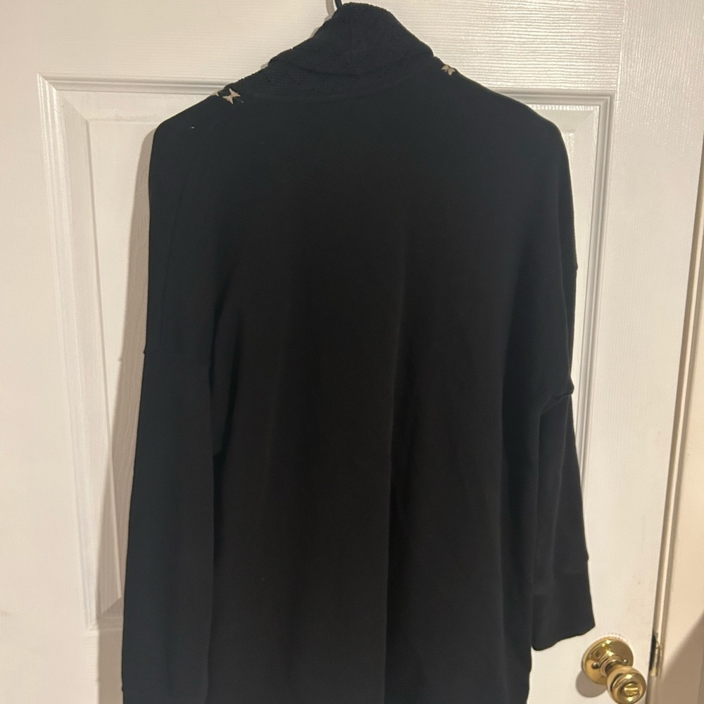 Lucky lotus by lucky brand 1x black cardigan with tan accent design - Picture 3 of 4